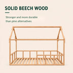 Twin Size Montessori House Bed for Kids with Fence