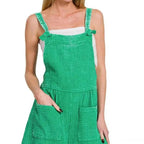 Woven Double Gauze Acid Washed Romper in K GREEN