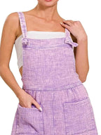 Woven Double Gauze Acid Washed Romper in LAVENDER